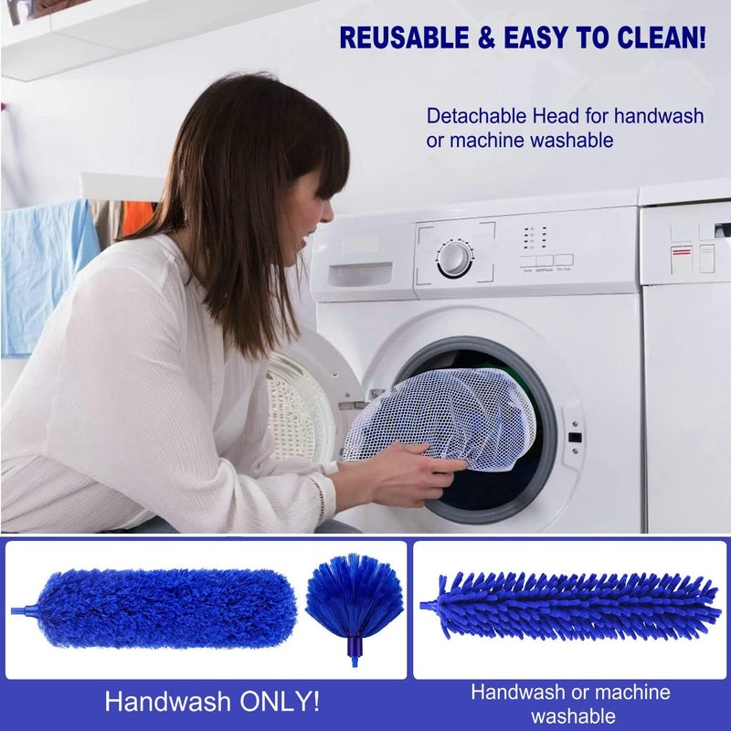 ARAINY Microfiber Duster Kit High Reach Ceiling Fan Duster with Extendable Pole 100" Telescoping Cobweb Duster for Cleaning, Bendable Head Washable Duster for Ceiling, Fan, Furniture - Image 5